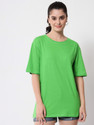FUNDAY FASHION Women Solid Round Neck Cotton Blend Green T-Shirt