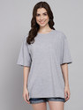 FUNDAY FASHION Solid Women Round Neck Grey T-Shirt
