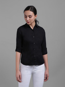 funday fashion women solid casual black shirt