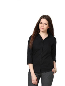 funday fashion women solid casual black shirt