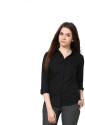 FUNDAY FASHION Women Solid Casual Black Shirt