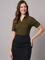 FUNDAY FASHION Women Solid Casual Dark Green Shirt