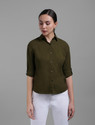 FUNDAY FASHION Women Solid Casual Green Shirt