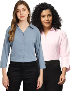 funday fashion women regular fit solid casual shirt pack of 2