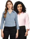 FUNDAY FASHION Women Regular Fit Solid Casual Shirt (Pack of 2)