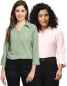 FUNDAY FASHION Women Regular Fit Solid Casual Shirt (Pack of 2)