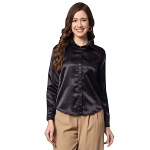 funday fashion women39s rayon blend regular fit solid casual satin shirt