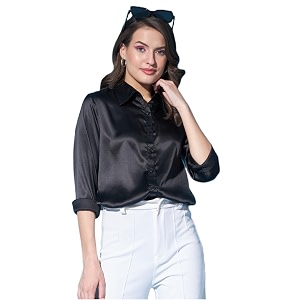 funday fashion women solid formal satin regular fit shirt