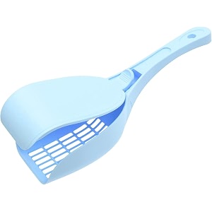funincrea cat litter scoop with lid plastic cat litter shovel with big holes sieve cat sand dog pooper scooper with handle easy to use portable cat litter scooper for cat toilet cleaning blue