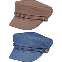 Funky Junque Greek Fisherman Newsboy Cap, Cotton Captains Bakerboy Hat