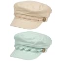 Funky Junque Greek Fisherman Newsboy Cap, Cotton Captains Bakerboy Hat