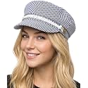 Funky Junque Greek Fisherman Newsboy Cap, Cotton Captains Bakerboy Hat