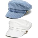Funky Junque Greek Fisherman Newsboy Cap, Cotton Captains Bakerboy Hat