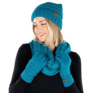 funky junque hat scarf glove set for women christmas gifts winter matching beanie infinity scarf texting gloves