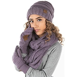 funky junque hat scarf glove set for women christmas gifts winter matching beanie infinity scarf texting gloves