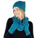 Funky Junque Hat Scarf Glove Set for Women Christmas Gifts Winter Matching Beanie Infinity Scarf Texting Gloves