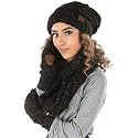 Funky Junque Hat Scarf Glove Set for Women Christmas Gifts Winter Matching Beanie Infinity Scarf Texting Gloves