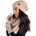 Funky Junque Hat Scarf Glove Set for Women Christmas Gifts Winter Matching Beanie Infinity Scarf Texting Gloves