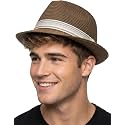 Funky Junque Packable Straw Fedora, Mens Panama Trilby Hat
