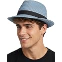 Funky Junque Packable Straw Fedora, Mens Panama Trilby Hat