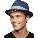 Funky Junque Packable Straw Fedora, Mens Panama Trilby Hat
