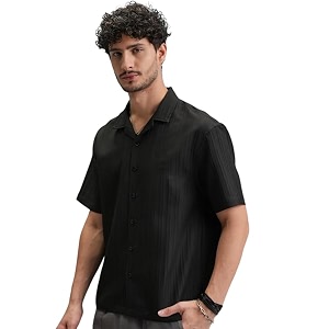 FUNKY RICH Mens Solid Classic Fit Shirt