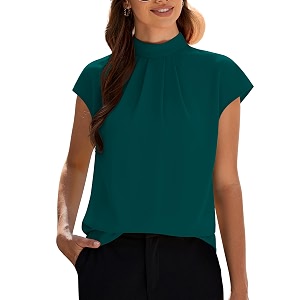 Funlingo Womens Summer Tops Mock Neck Short