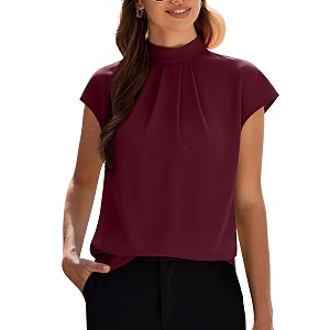 Funlingo Womens Summer Tops Mock Neck Short