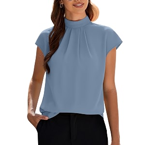 Funlingo Womens Summer Tops Mock Neck Short
