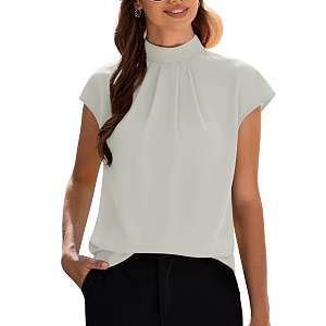 Funlingo Womens Summer Tops Mock Neck Short