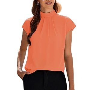 Funlingo Womens Summer Tops Mock Neck Short
