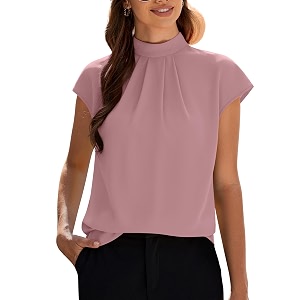 Funlingo Womens Summer Tops Mock Neck Short