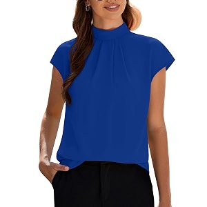 Funlingo Womens Summer Tops Mock Neck Short