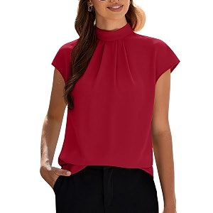 Funlingo Womens Summer Tops Mock Neck Short
