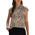 Funlingo Womens Summer Tops Mock Neck Short