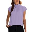 Funlingo Womens Summer Tops Mock Neck Short
