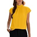 Funlingo Womens Summer Tops Mock Neck Short