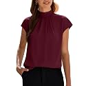 Funlingo Womens Summer Tops Mock Neck Short