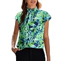 Funlingo Womens Summer Tops Mock Neck Short