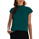 Funlingo Womens Summer Tops Mock Neck Short