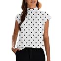 Funlingo Womens Summer Tops Mock Neck Short