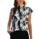 Funlingo Womens Summer Tops Mock Neck Short