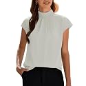 Funlingo Womens Summer Tops Mock Neck Short