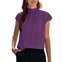Funlingo Womens Summer Tops Mock Neck Short