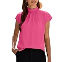 Funlingo Womens Summer Tops Mock Neck Short
