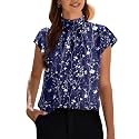 Funlingo Womens Summer Tops Mock Neck Short