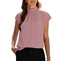 Funlingo Womens Summer Tops Mock Neck Short