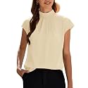 Funlingo Womens Summer Tops Mock Neck Short