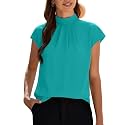 Funlingo Womens Summer Tops Mock Neck Short