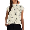 Funlingo Womens Summer Tops Mock Neck Short
